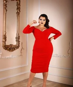 Laura Byrnes Design Shop All In-Stock Items By Size Laura Byrnes California Monica Wiggle Dress In Red