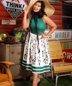 LBHM Edie Button Front Skirt In Pink Lemons | Laura Byrnes & Hope Johnstun What's New, Pussycat?