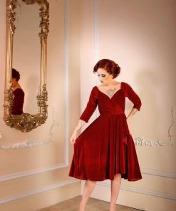Laura Byrnes Design What's New, Pussycat? Monica Swing Dress In Cranberry Velvet | Laura Byrnes