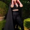Rubber Ducky COMING SOON - Gothic Glamour Crop Top In Black With Floor Length Sheer Cape Sleeves