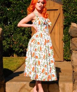 LBHM Linda Dress In California Poppies Crepe | Laura Byrnes & Hope Johnstun