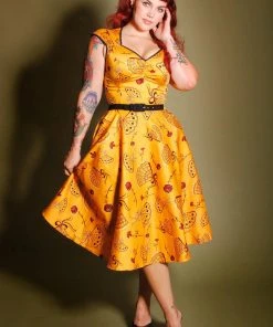 LBHM Shop All In-Stock Items By Size Final Sale - Heidi Dress In Mustard Spanish Fans | Laura Byrnes & Hope Morrison