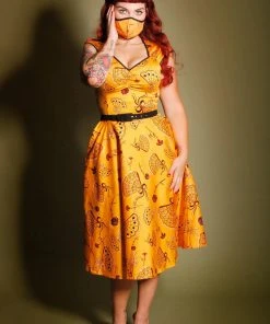 LBHM Shop All In-Stock Items By Size Final Sale - Heidi Dress In Mustard Spanish Fans | Laura Byrnes & Hope Morrison