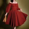 Shop All In-Stock Items By Size Marie-Thérèse Peasant Dress In Merlot Poly Crepe | Pinup Couture 1 Shop All In-Stock Items By Size Marie-Thérèse Peasant Dress In Merlot Poly Crepe | Pinup Couture