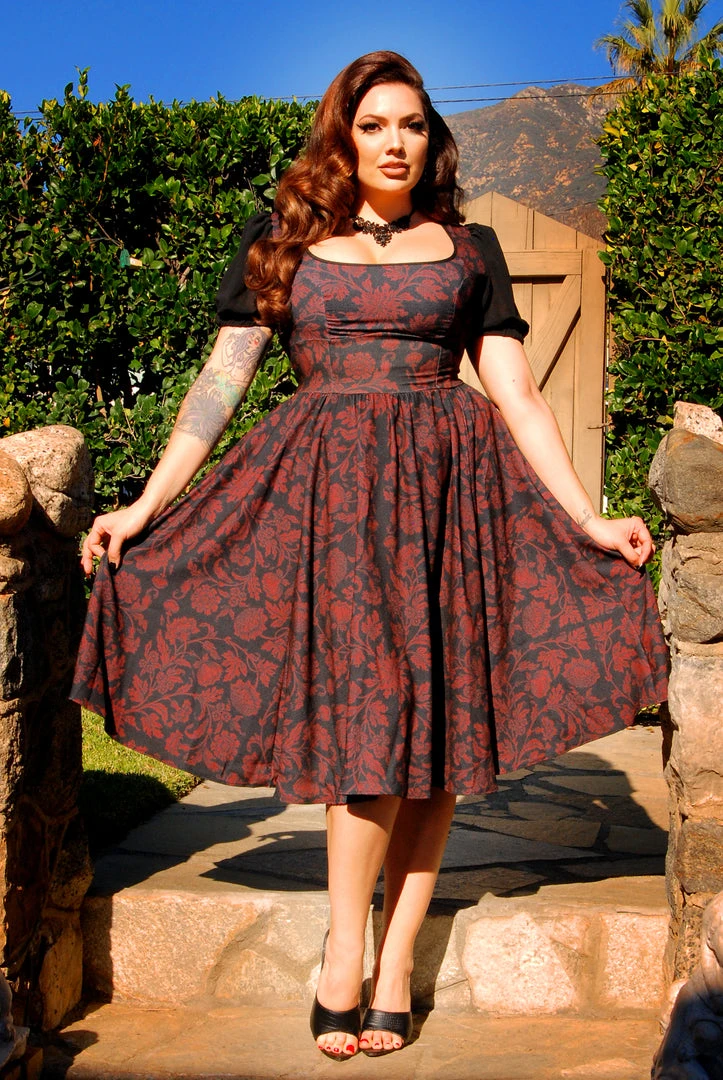 LBHM Final Sale - Amara Swing Dress In Red On Black Capri Floral | Laura Byrnes & Hope Johnstun 8 LBHM Final Sale - Amara Swing Dress In Red On Black Capri Floral | Laura Byrnes & Hope Johnstun