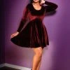 Hannah 90s Babydoll Mini Dress In Burgundy Stretch Velvet | Couture For Every Body 2 Hannah 90s Babydoll Mini Dress In Burgundy Stretch Velvet | Couture For Every Body