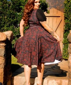 LBHM Final Sale - Amara Swing Dress In Red On Black Capri Floral | Laura Byrnes & Hope Johnstun 16 LBHM Final Sale - Amara Swing Dress In Red On Black Capri Floral | Laura Byrnes & Hope Johnstun