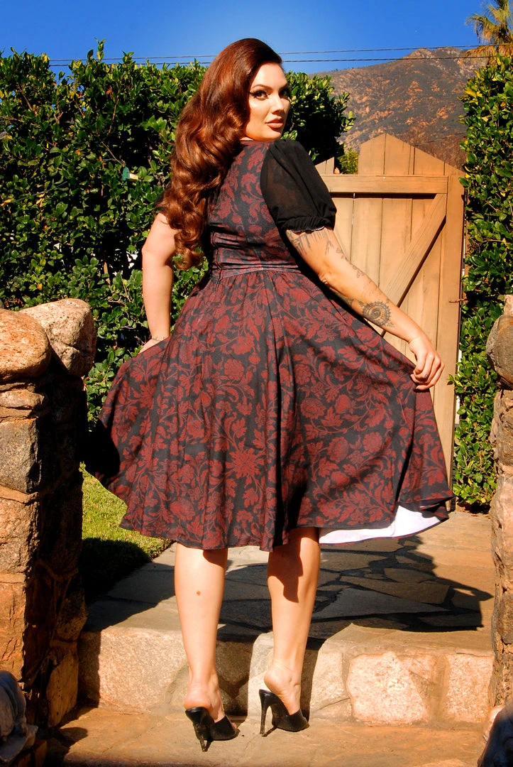 LBHM Final Sale - Amara Swing Dress In Red On Black Capri Floral | Laura Byrnes & Hope Johnstun 9 LBHM Final Sale - Amara Swing Dress In Red On Black Capri Floral | Laura Byrnes & Hope Johnstun