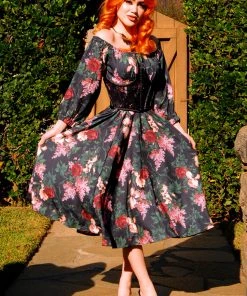 Shop All In-Stock Items By Size Final Sale - Marie-Thérèse Peasant Dress In Dark Bella Roses Crepe | Pinup Couture 19 Shop All In-Stock Items By Size Final Sale - Marie-Thérèse Peasant Dress In Dark Bella Roses Crepe | Pinup Couture