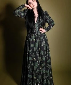 LBHM Clarice Coat Dress In Black Ground Garden Of Eden Crepe | Laura Byrnes & Hope Johnstun What's New, Pussycat?