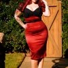 Deadly Dames Feronia Wiggle Dress In Wine Satin | Pinup Couture