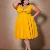 Final Sale - Natalie Dress In Yellow Crepe | Pinup Couture