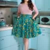 LBHM Final Sale - Little Jun Pleated Skirt In Teal Spanish Fans Print | Laura Byrnes & Hope Johnstun