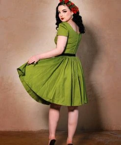 Final Sale - Lara Dress In Olive Cotton Sateen | Laura Byrnes Design Shop All In-Stock Items By Size 10 Final Sale - Lara Dress In Olive Cotton Sateen | Laura Byrnes Design Shop All In-Stock Items By Size