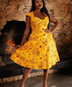 LBHM Shop All In-Stock Items By Size Final Sale - Heidi Dress In Mustard Spanish Fans | Laura Byrnes & Hope Morrison