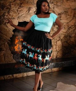 LBHM Shop All In-Stock Items By Size Final Sale - Bella Vintage Swing Skirt In Unicorns & Pegasus Print Cotton Sateen | Laura Byrnes & Hope Morrison