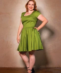 Final Sale - Lara Dress In Olive Cotton Sateen | Laura Byrnes Design Shop All In-Stock Items By Size 12 Final Sale - Lara Dress In Olive Cotton Sateen | Laura Byrnes Design Shop All In-Stock Items By Size