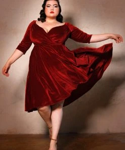 Laura Byrnes Design What's New, Pussycat? Monica Swing Dress In Cranberry Velvet | Laura Byrnes