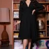 Laura Byrnes Design Shop All In-Stock Items By Size Final Sale - Luna 40s Swing Dress In Black Crepe | Laura Byrnes