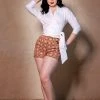 High Waisted Shorts In Gold Room Twill | Laura Byrnes Design 1 High Waisted Shorts In Gold Room Twill | Laura Byrnes Design