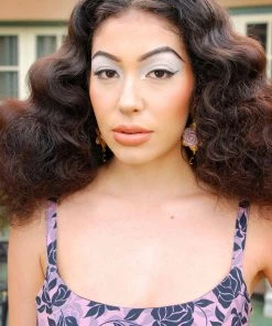 What's New, Pussycat? Final Sale - Du Barry Rose And Black Crystal Earrings Statement Earrings | The Tile Style