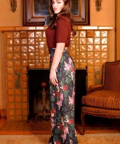 Dietrich Trousers In Dark Bella Roses Crepe 32