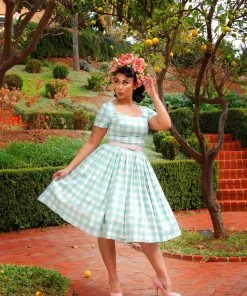 LBHM Shop All In-Stock Items By Size Final Sale - The Gena Vintage Day Dress In Sage Green Gingham Cotton Sateen | Laura Byrnes & Hope Morrison 9 LBHM Shop All In-Stock Items By Size Final Sale - The Gena Vintage Day Dress In Sage Green Gingham Cotton Sateen | Laura Byrnes & Hope Morrison