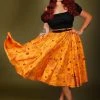 LBHM Donna Vintage Circle Skirt In Mustard Spanish Fans Crepe | Laura Byrnes & Hope Morrison Shop All In-Stock Items By Size