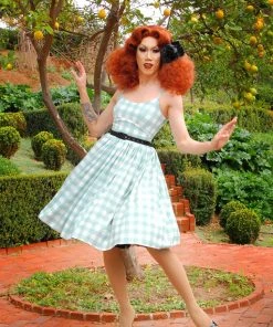 LBHM Shop All In-Stock Items By Size Final Sale - Jenny Dress In Sage Green Gingham Print Crepe | Laura Byrnes & Hope Morrison