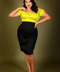 What's New, Pussycat? Vintage High Waist Pencil Skirt In Solid Black | Laura Byrnes Design