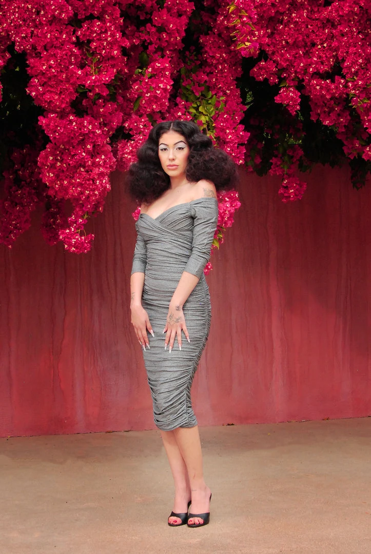 Laura Byrnes Design Shop All In-Stock Items By Size Laura Byrnes California Monica Wiggle Dress In Black And Silver Lurex Knit 8 Laura Byrnes Design Shop All In-Stock Items By Size Laura Byrnes California Monica Wiggle Dress In Black And Silver Lurex Knit