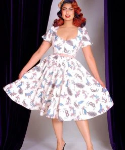 LBHM Lucrezia Day Dress In Spring Tie Me Up Fetish Print - Laura Byrnes & Hope Johnstun All In Stock Size XS