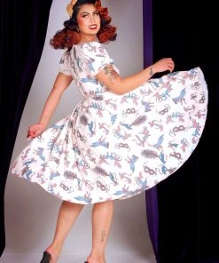 LBHM Lucrezia Day Dress In Spring Tie Me Up Fetish Print - Laura Byrnes & Hope Johnstun All In Stock Size XS