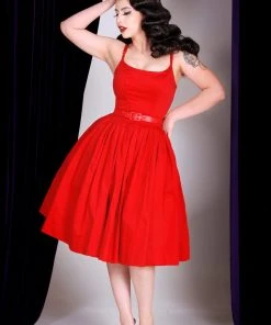 Final Sale - Vintage Sundress - Jenny Swing Dress In Solid Red | Pinup Couture Shop All In-Stock Items By Size