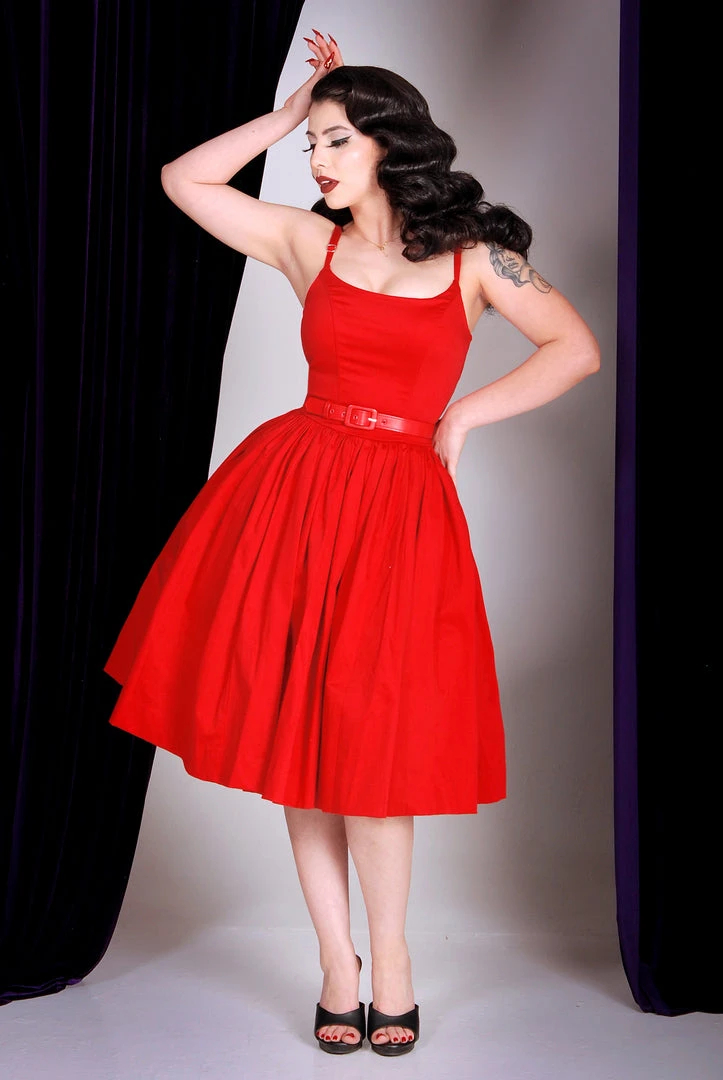 Final Sale - Vintage Sundress - Jenny Swing Dress In Solid Red | Pinup Couture Shop All In-Stock Items By Size 3 Final Sale - Vintage Sundress - Jenny Swing Dress In Solid Red | Pinup Couture Shop All In-Stock Items By Size