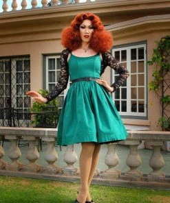 Shop All In-Stock Items By Size Final Sale - Jenny Vintage Swing Dress In Emerald Green | Pinup Couture