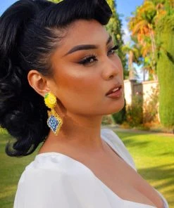 Lemon And Tile Capri Statement Earrings | The Tile Style What's New, Pussycat?