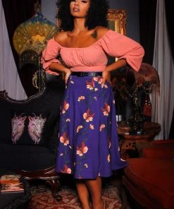 Laura Byrnes Design Swann Long Sleeve Peasant Top In Mauve Crepe | Laura Byrnes