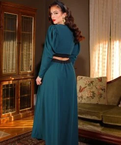 Luna 40s Crop Top In Spruce Green Stretch Crepe With Black Trim | Laura Byrnes Design