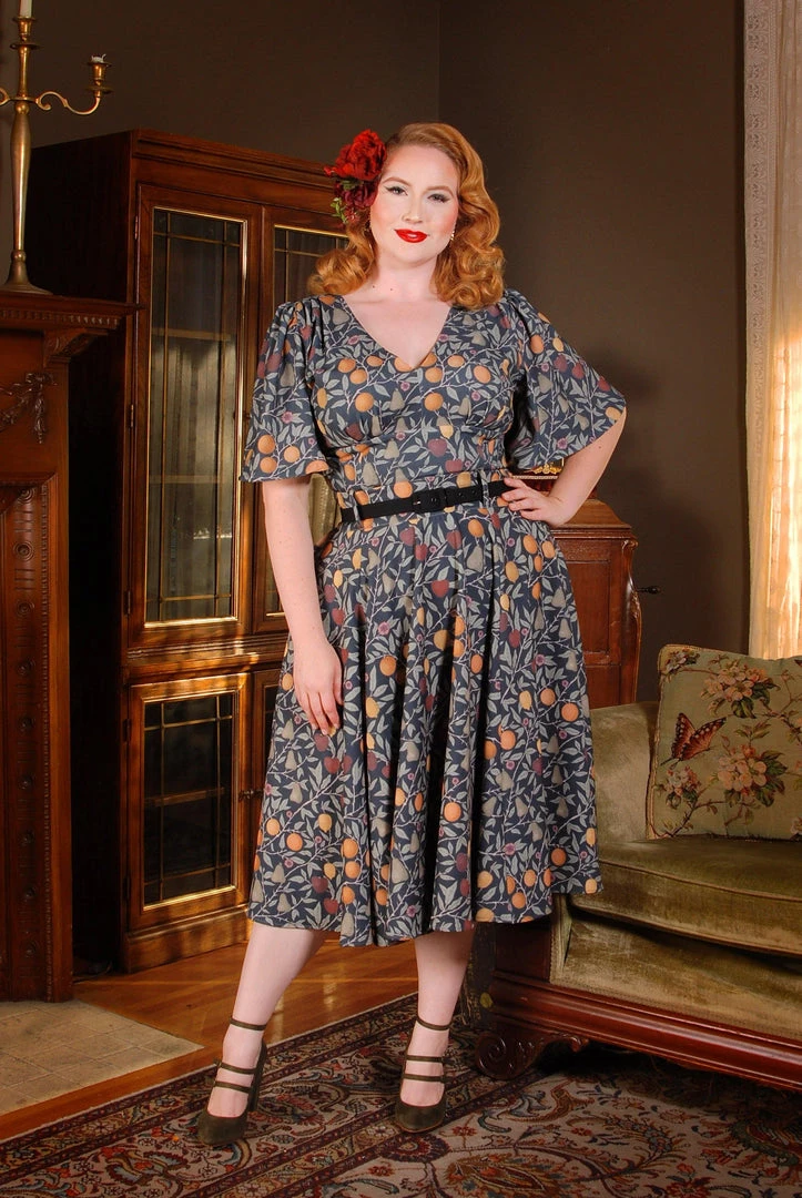 LBHM Viva Top Vintage 40's Inspired Flutter Sleeve Blouse In Night In Eden Fruit Crepe | Laura Byrnes & Hope Johnstun 3 LBHM Viva Top Vintage 40's Inspired Flutter Sleeve Blouse In Night In Eden Fruit Crepe | Laura Byrnes & Hope Johnstun