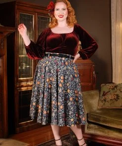 LBHM Final Sale - Doris Vintage Swing Skirt In Night In Eden Fruit Print | Laura Byrnes & Hope Morrison 21 LBHM Final Sale - Doris Vintage Swing Skirt In Night In Eden Fruit Print | Laura Byrnes & Hope Morrison