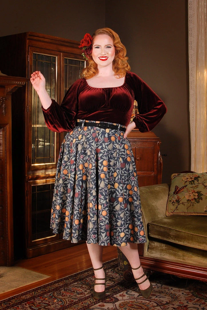 LBHM Final Sale - Doris Vintage Swing Skirt In Night In Eden Fruit Print | Laura Byrnes & Hope Morrison 10 LBHM Final Sale - Doris Vintage Swing Skirt In Night In Eden Fruit Print | Laura Byrnes & Hope Morrison