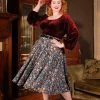Pinup Girl Clothing Final Sale - Swann Long Sleeve Peasant Top In Burgundy Stretch Velvet | Pinup Couture