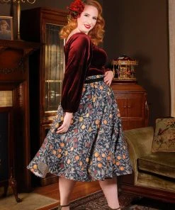 Pinup Girl Clothing Final Sale - Swann Long Sleeve Peasant Top In Burgundy Stretch Velvet | Pinup Couture