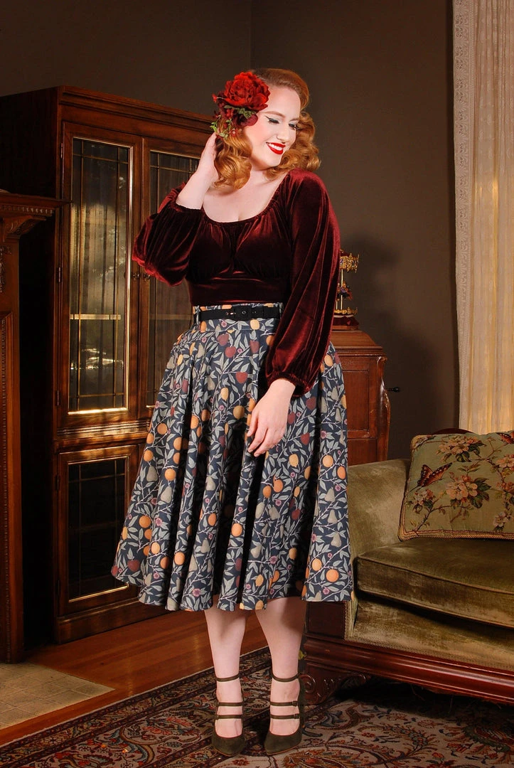 LBHM Final Sale - Doris Vintage Swing Skirt In Night In Eden Fruit Print | Laura Byrnes & Hope Morrison 9 LBHM Final Sale - Doris Vintage Swing Skirt In Night In Eden Fruit Print | Laura Byrnes & Hope Morrison