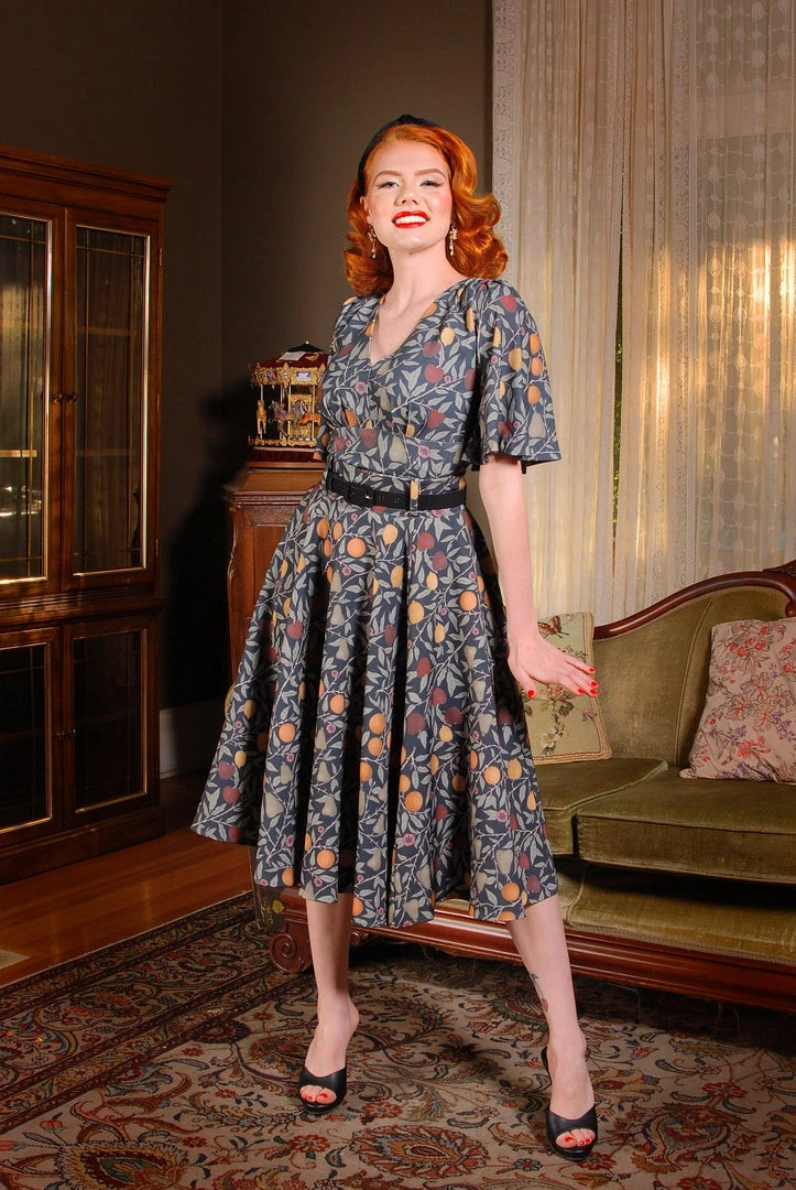 LBHM Viva Top Vintage 40's Inspired Flutter Sleeve Blouse In Night In Eden Fruit Crepe | Laura Byrnes & Hope Johnstun 7 LBHM Viva Top Vintage 40's Inspired Flutter Sleeve Blouse In Night In Eden Fruit Crepe | Laura Byrnes & Hope Johnstun