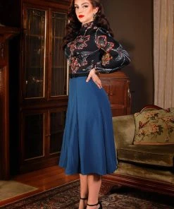 Laura Byrnes Design Viva 40s Tulip Skirt In Ink Blue Crepe | Laura Byrnes 8 Laura Byrnes Design Viva 40s Tulip Skirt In Ink Blue Crepe | Laura Byrnes