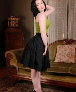 Pinup Couture Shop All In-Stock Items By Size Final Sale - Trixie Top In Olive | Laura Byrnes