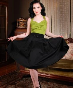 Pinup Couture Final Sale - Trixie Top In Olive | Laura Byrnes Shop All In-Stock Items By Size