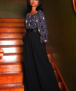 LBHM Shop All In-Stock Items By Size Final Sale - Sylvie Long Sleeve Peasant Top In Halloween Skull Lace Print | Laura Byrnes & Hope Johnstun